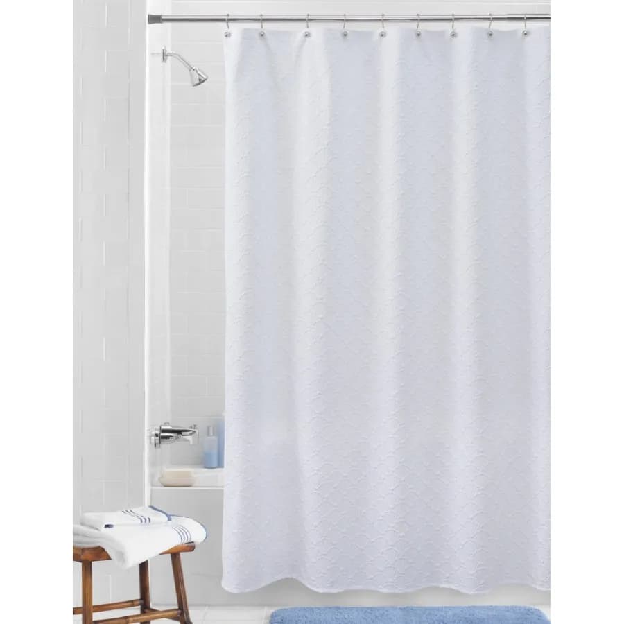 White Shell Shower Curtain White Polyester Recycled Poly 72" W x 72" L 1 Piece