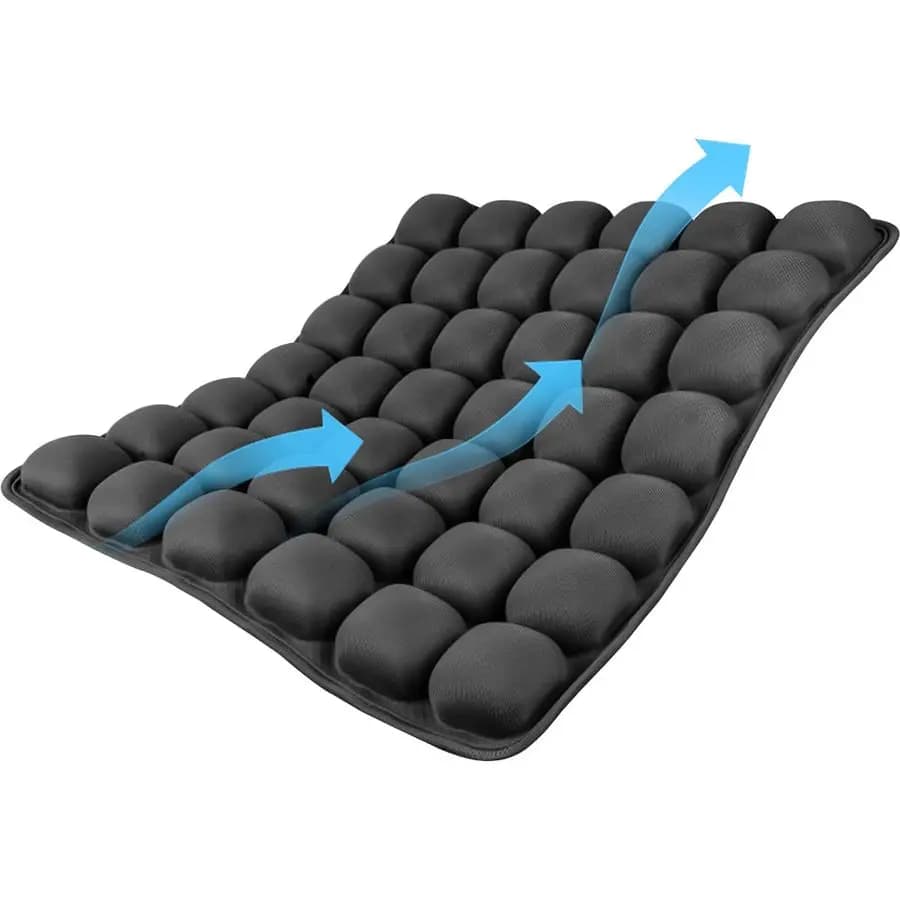 Cuscino per voli lunghi, sollievo dal discomodo sedentario nel coccyx e sui glutei, cuscino gonfiabile 3D ergonomico nero, 16 x 1