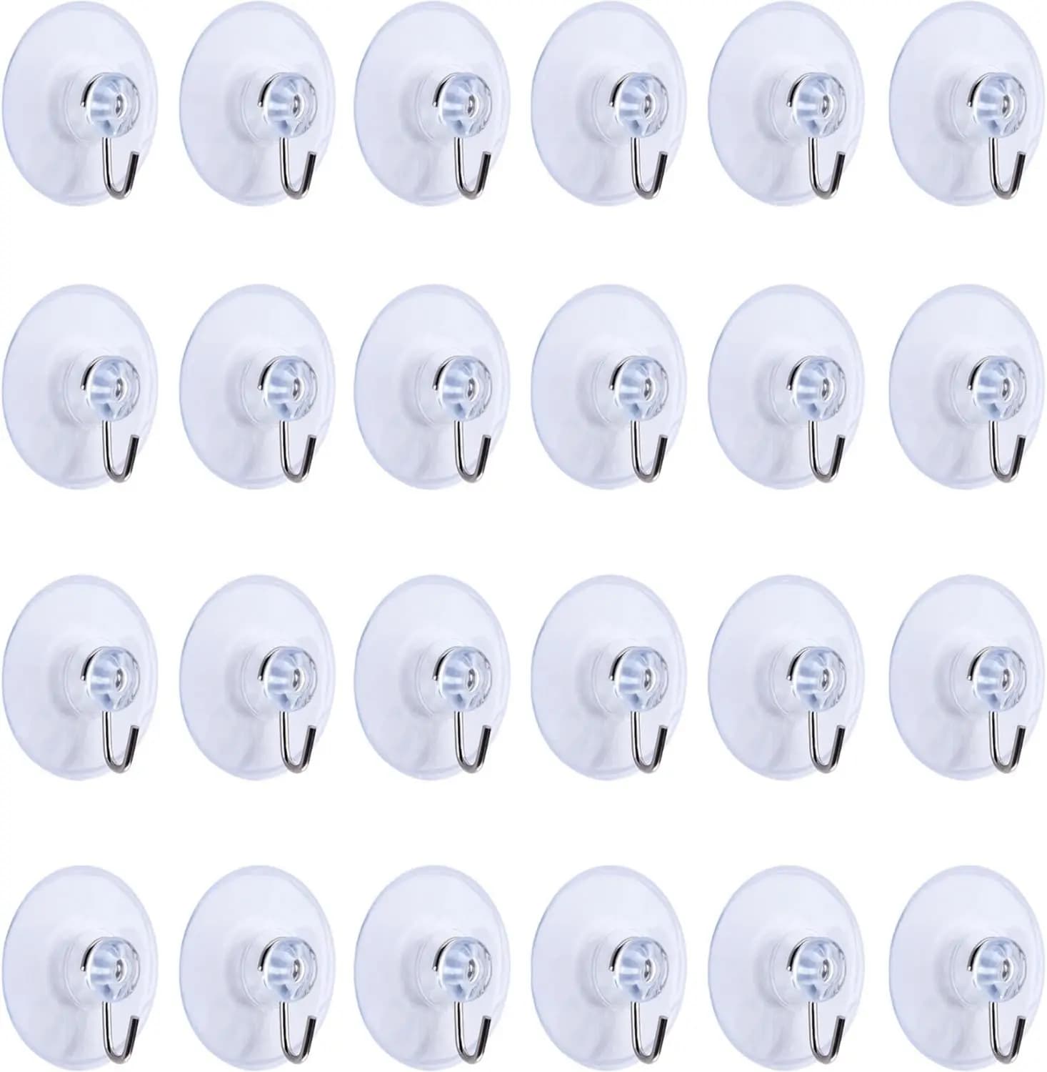 24 ganci a ventosa con ganci in metallo per appendere asciugamani su finestre in vetro, decorazioni per bagno e cucina, 3 libbre (45 mm)