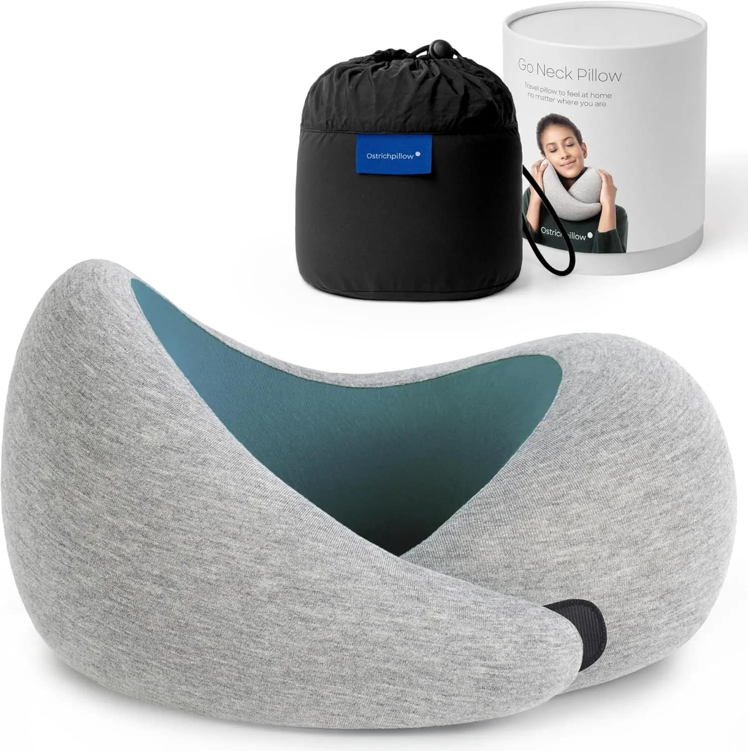 Cuscino da Viaggio Premium in Memory Foam con Design Ergonomico a 360°, Lati Asimmetrici, Fodera Lavabile e Borsa da Viaggio per Aerei