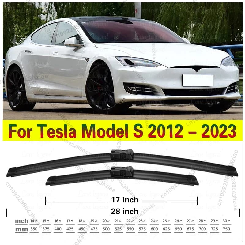 Wiper LHD Front Wiper Blades For Tesla Model S 2012 - 2023 Windshield Windscreen Clean Window Car Rain Brushes 28''+17''