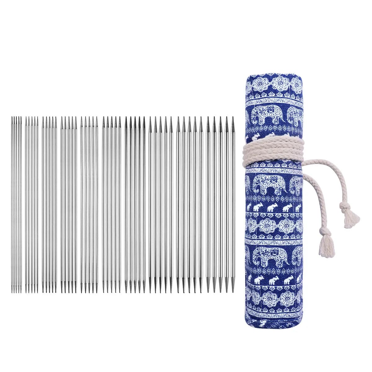 Set di Ferri da Maglia a Doppia Punta in Acciaio Inossidabile 2.25-6.0mm 20cm, Ferri da Maglia Dritti per Lavori Fai-da-Te di Maglioni e Calze