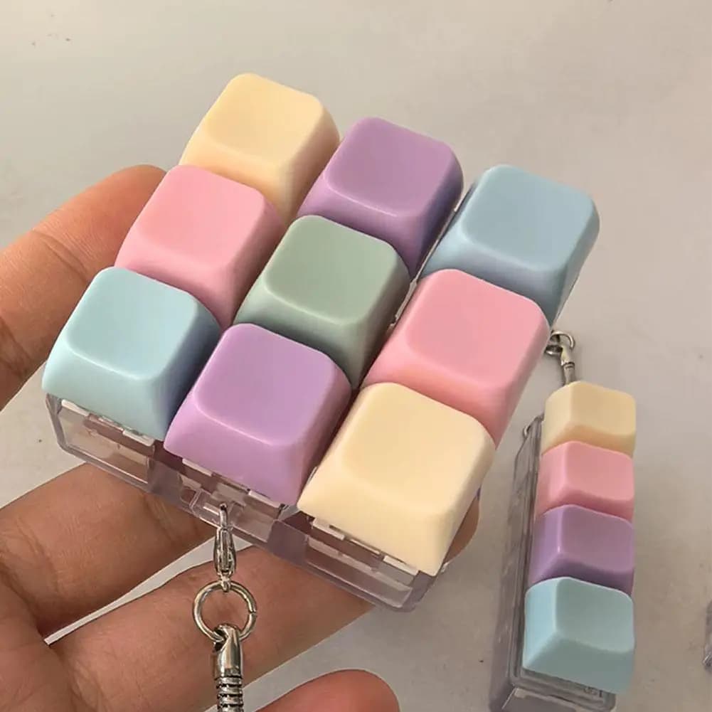 Portachiavi con tastiera a pressione, giocattolo antistress, tester per tasti Macaron, tastiera meccanica, fidget toy per dita, per adulti, antistress