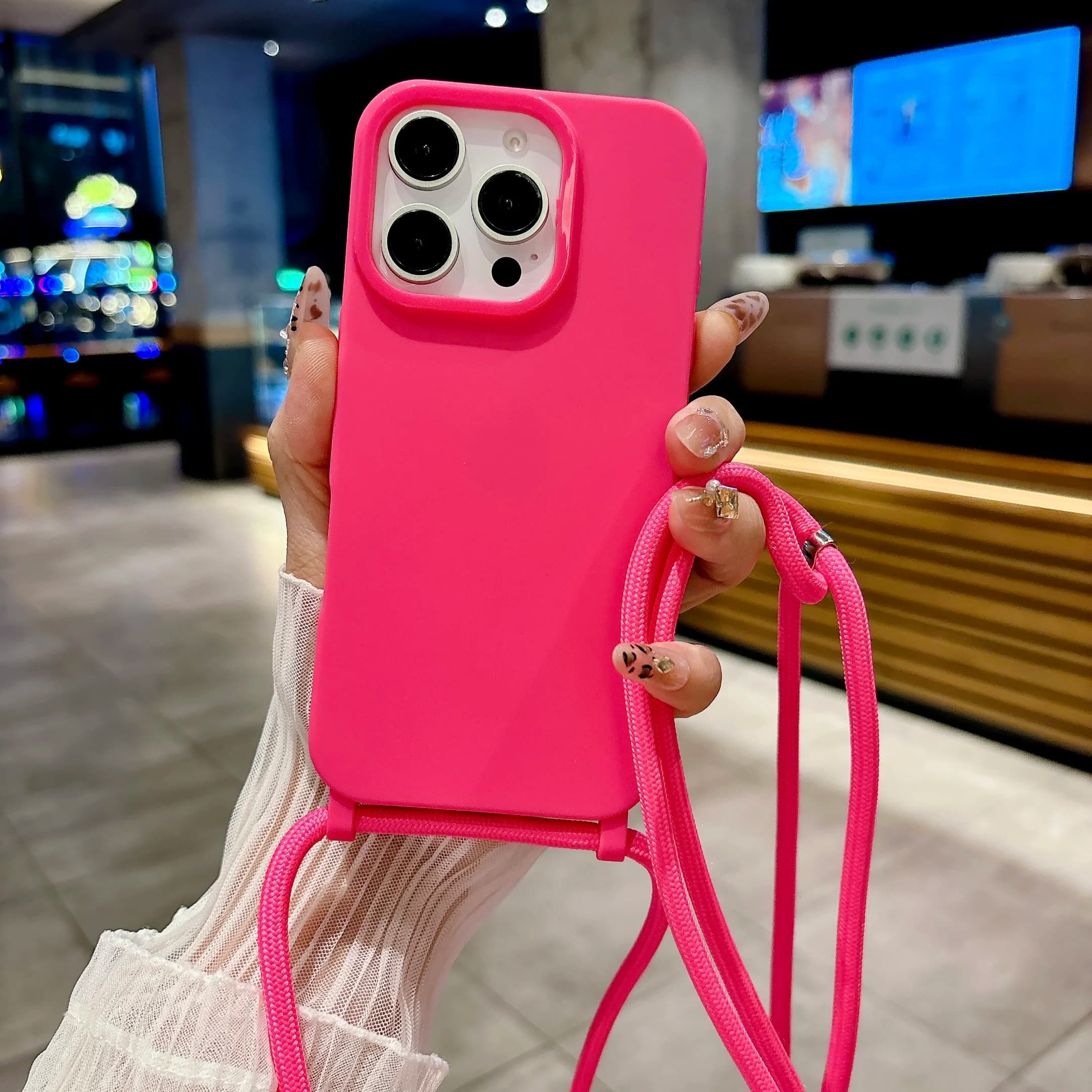 Custodia per telefono con tracolla color caramella per iPhone 17 16 15 14 13 12 11 Pro XS Max Plus Air XR X 17e 16e, cover antiurto