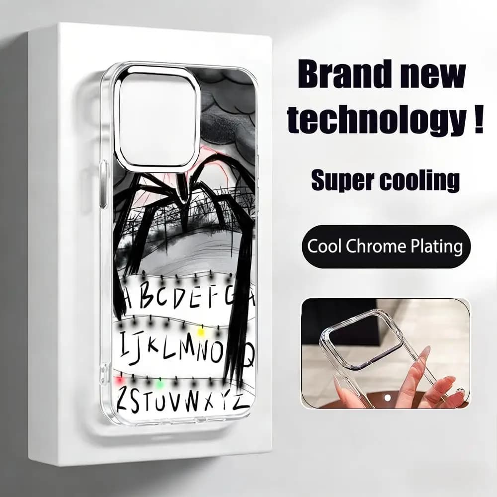 Phone Case T-ThingES COOL for iPhone17 air 16 15 14 13 12 11 Pro Max Plus with Chromed Button and Ring for Camera, Transparent Case
