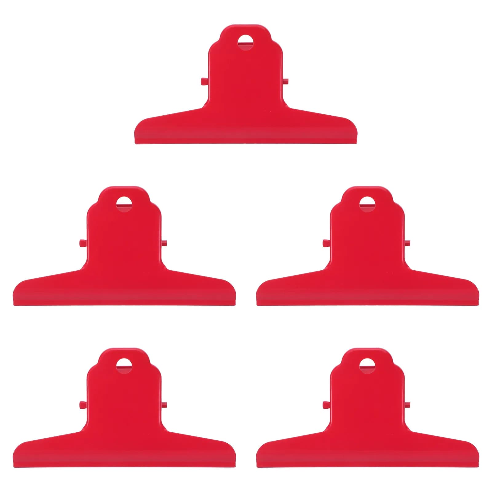 5Pcs Red Metal Bulldog Clips Large Bull Clip Ticket Folder Paper Clamp Document Organizer Filing Office Supplies