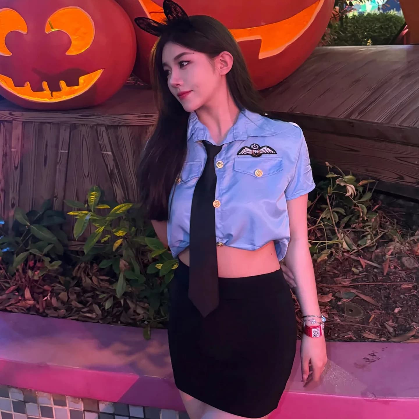 Sexy Police Women Halloween Cosplay Uniform Short Skirt Set Fitting Role-playing Night Club Straight Leg Low Waist Shorts