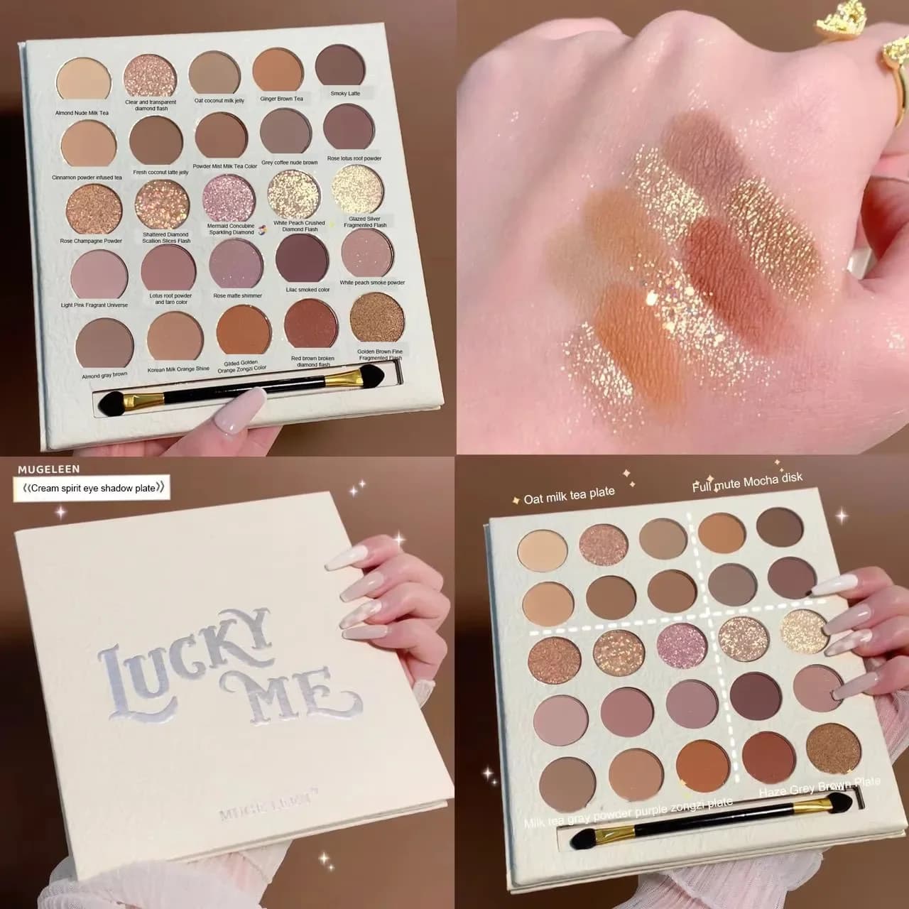 Palette di ombretti da 25 colori Toni terra Opachi e luccicanti Autunno Inverno Trucco arancione marrone a bassa saturazione con pennello