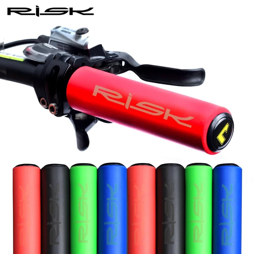 RISCHIO Manopole per bici MTB Manopole per manubrio per bicicletta Manopole per bici da ciclismo in silicone morbido antiscivolo ultraleggero Copri tappo terminale in plastica