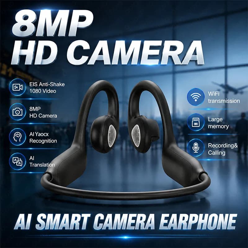 E12 Al Smart Shooting Headphones 800w Camera Al Translation 1080P Video WiFi Transmission Comfortable Wearing Sport Headphones