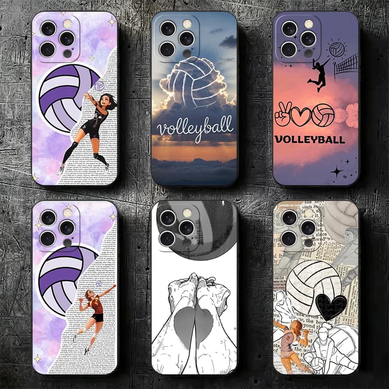 Volleyball Sport Soft Phone Case for iPhone 16 16E 17 Air 15 Pro Max 14 Plus 13 Mini 11 12 7 Black Cover Back Shell