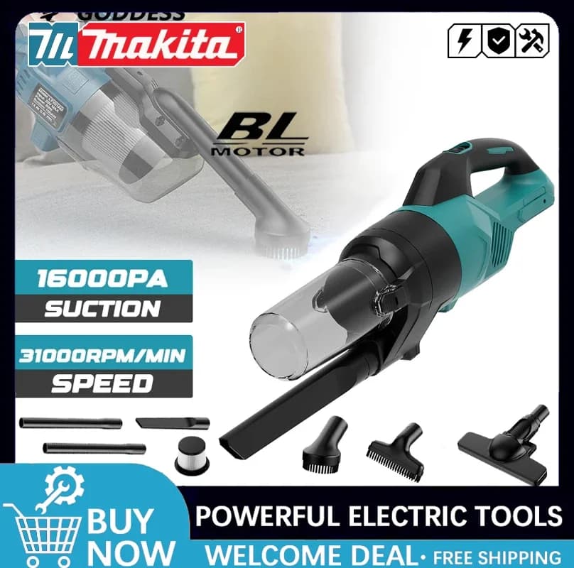 Aspirapolvere Portatile Senza Fili Makita per Casa e Auto, Ideale per Pavimenti in Legno e Moquette, Compatibile con Dewalt/Milwaukee