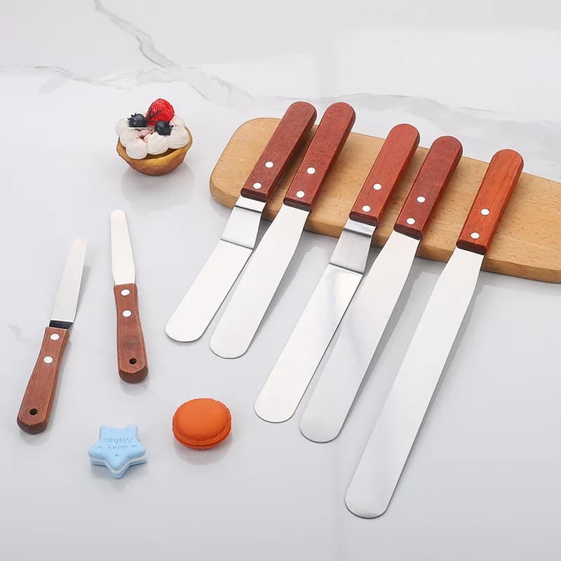 4/6/8/10/12 inches stainless steel with wooden handle spatula for butter cream cake icing kitchen knife tools for diy cake