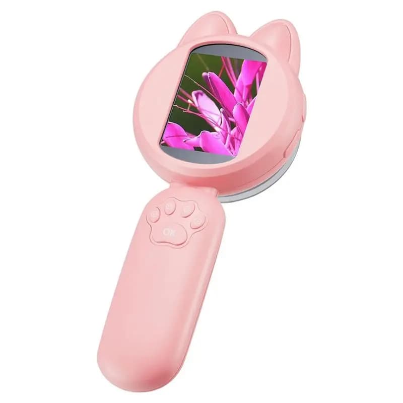 Lente d'ingrandimento portatile BHBD con luce LED, mini microscopio digitale con fotocamera HD da 30W, per educazione, hobby, piante, insetti - Rosa