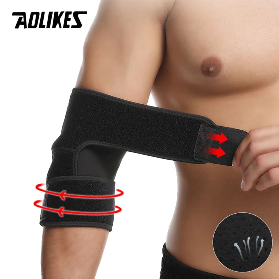 AOLIKES 1PCS Supporto per gomito regolabile Wrap Brace Pad Forte basket Sport Elastico Gomito Lesione Sollievo dal dolore Protezione