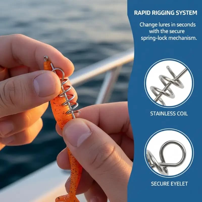 New Stainless Steel Fishing Pins Spring Twist Lock Fishing Hook Tool Centering Pins Fixed Latch Needle For Soft Lure Bait Worm