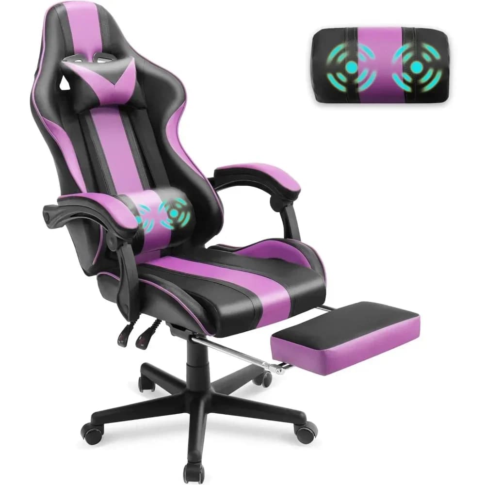 Sedie da gioco, sedia ergonomica per computer da gioco per PC in stile corsa con poggiatesta, supporto lombare, poltrona reclinabile regolabile in PU