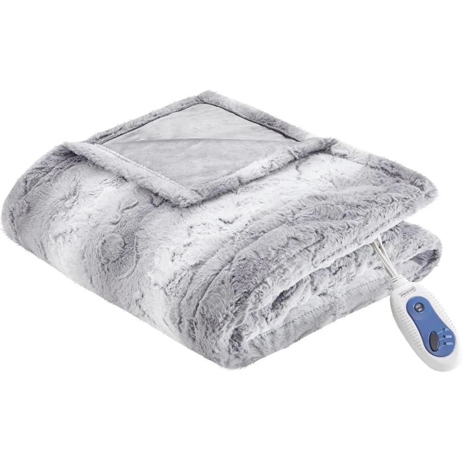 Zuri Coperta elettrica reversibile in pelliccia sintetica per visone Spegnimento automatico Virtualmente Zero EMF Impostazione multipla di calore Lavare a macchina certificata UL