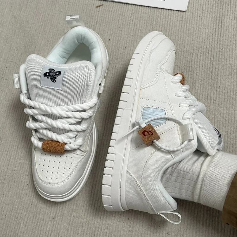 White Shoes That Can Be Worn in All Seasons, White Thick-Soled Loafers, Large Size Shoes, Men's Casual Shoes, Breathable and Versatile Casual Sneakers, Unisex Style