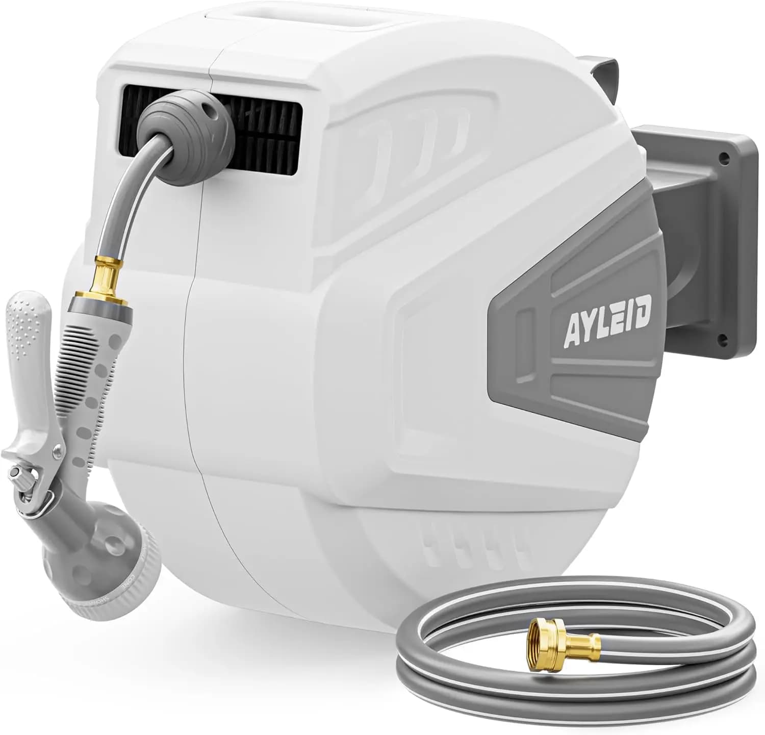 Retractable Garden Wrap, 1/2 inch x 100 feet, Wall Mounting with 9 Functions Sprayer and Slow Return System
