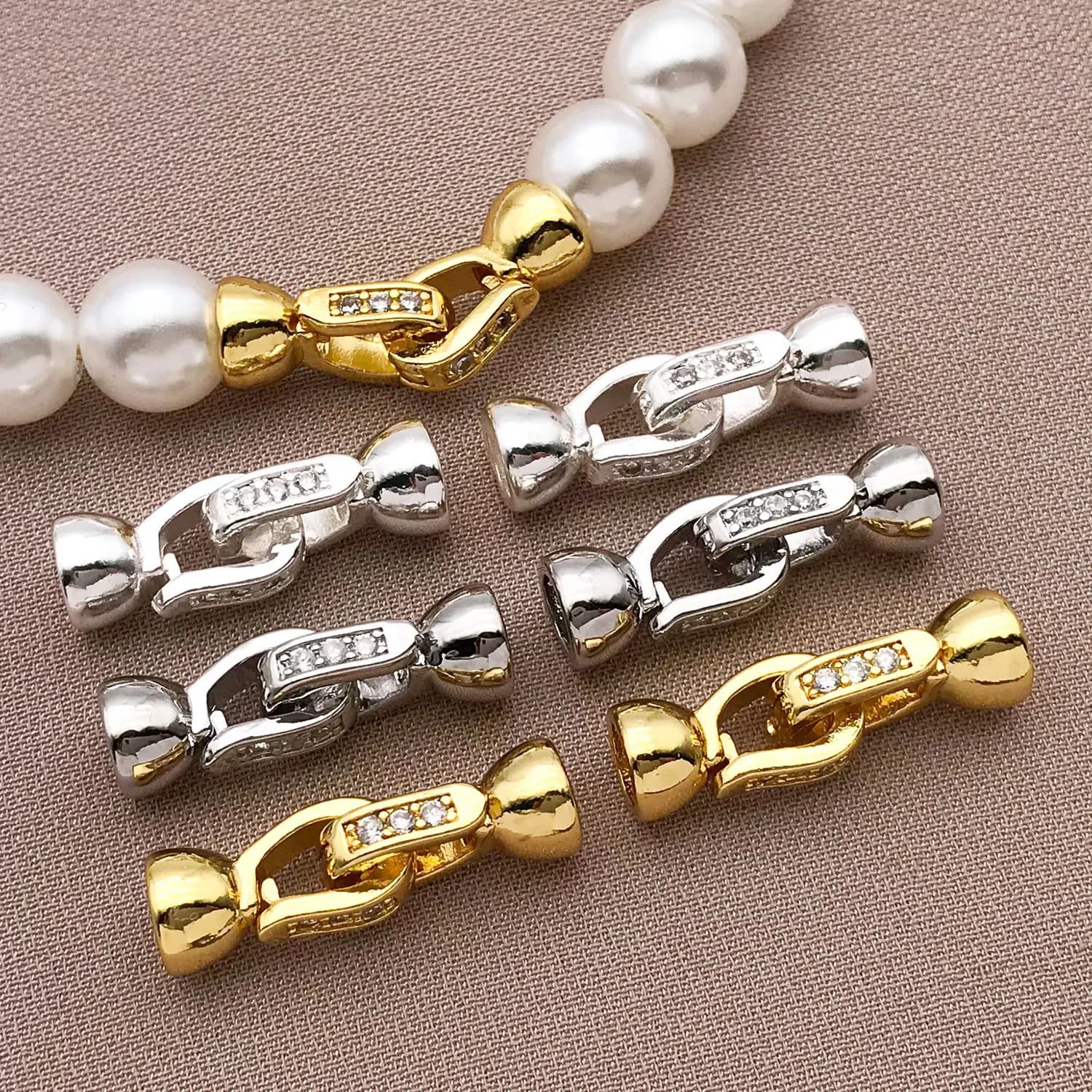 3/5 pz 18 K Rame Placcato Oro Genuino Argento Spesso Oro Bianco Collana Collegamento Fibbia di Chiusura, Gioielli FAI DA TE Che Fanno Accessori
