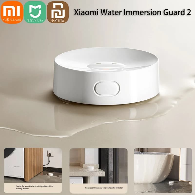 Xiaomi Smart Water Immersing Sensor 2 Bluetooth 5.2 Rilevatore di perdite d'acqua Telecomando impermeabile Collegamento multidispositivo