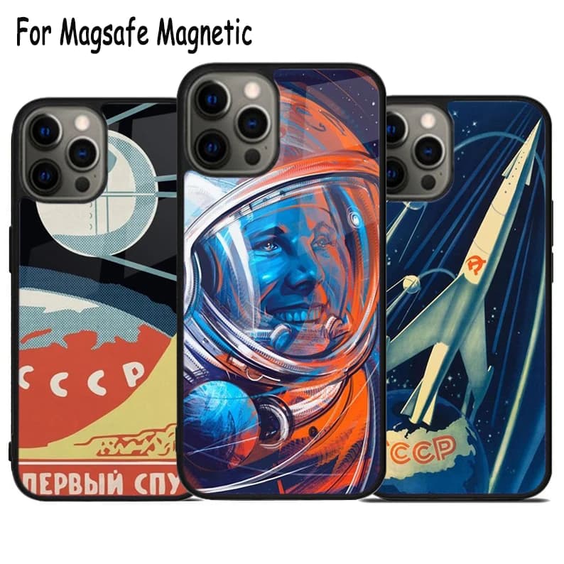CCCP - Custodia per telefono con ricarica wireless sovietica per iPhone 17 Air 15 16 16e 14 13 11 12 Pro Max Plus Magsafe Cover per paraurti magnetico