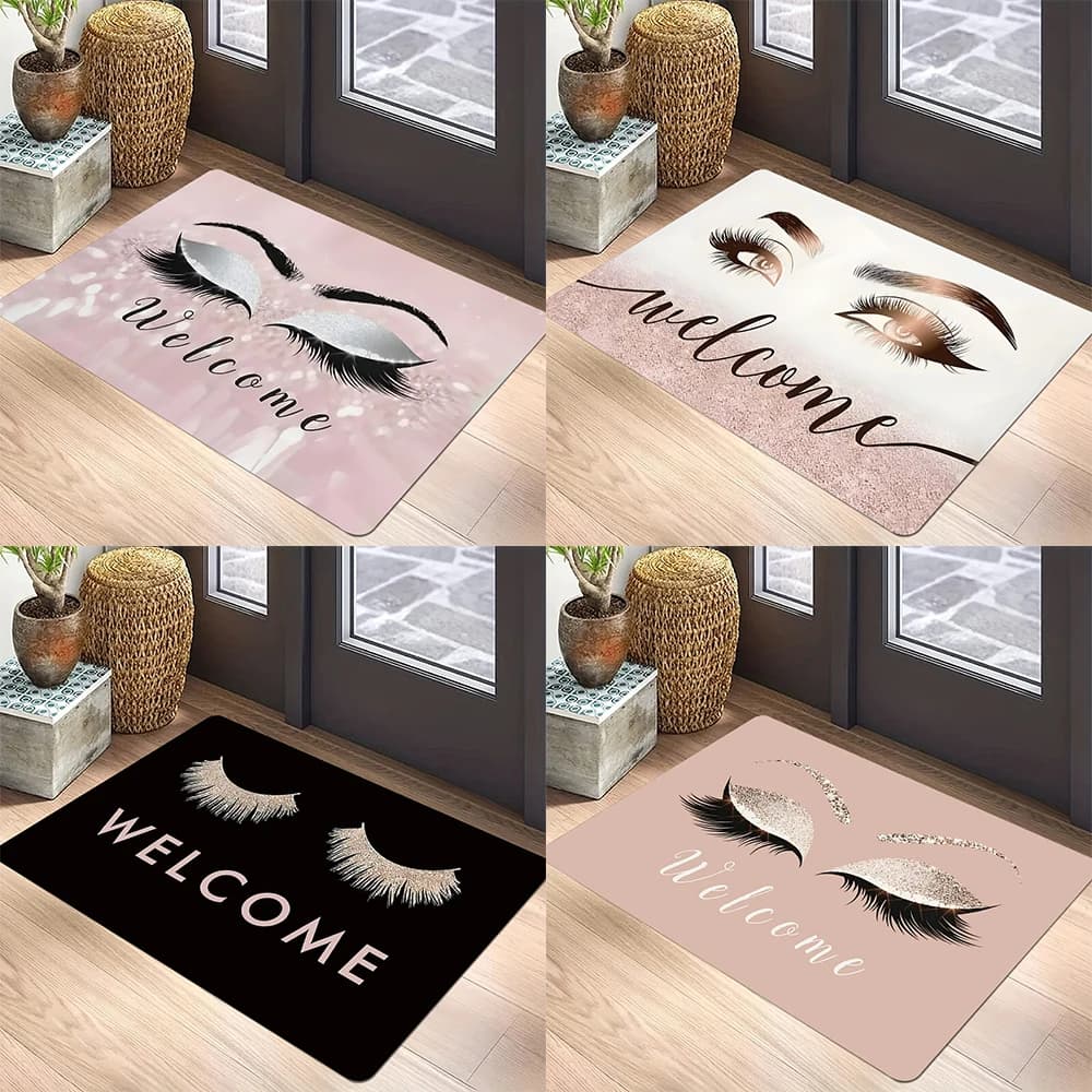 Carpet with print eyelashes Carpet for the house of polyester Anti-slip Entry Mat Living room Bathroom Bedroom Kitchen Zerbino
