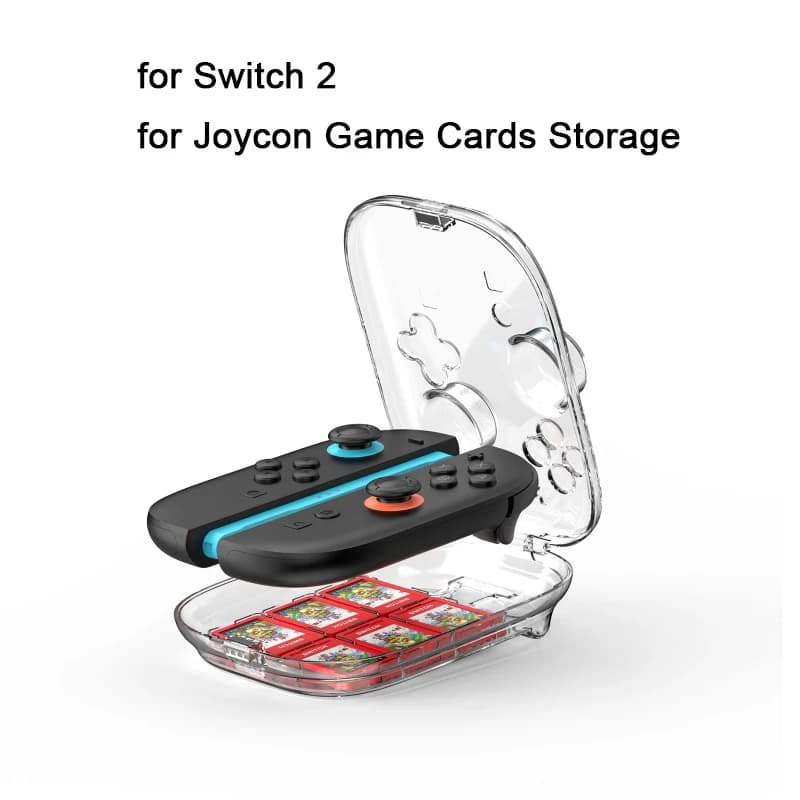 Custodia Protettiva Trasparente per Joy-Con di Switch 2 con Scatola Porta Schede di Gioco per Accessori Gaming Switch 2