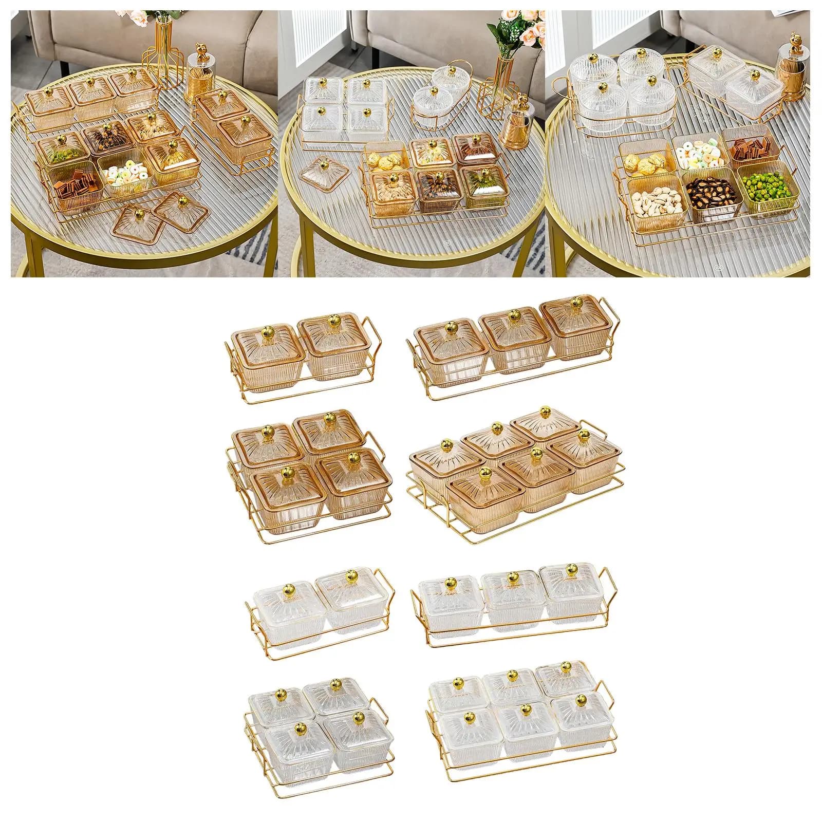 Multi Grid Divided Serving Platter Large Snack Storage Container with Stand Fruit Plate Organizer for Living Room Office