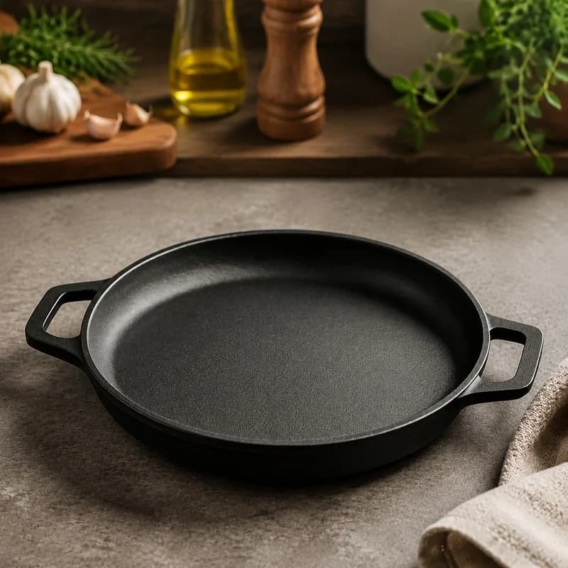Heavy-Duty Cast Iron Frying Pan with Non-Stick Surface, Ideal for Steaks, Eggs, Pancakes, and Veggies, Suitable for Indoor and