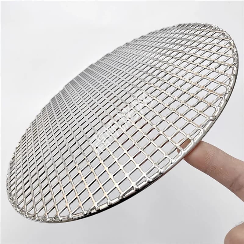 HQ GM01 Stainless Steel 304 Food Grade Round BBQ Charcoal Grate Barbecue Grill with Thicken Wire Grid Mesh Net
