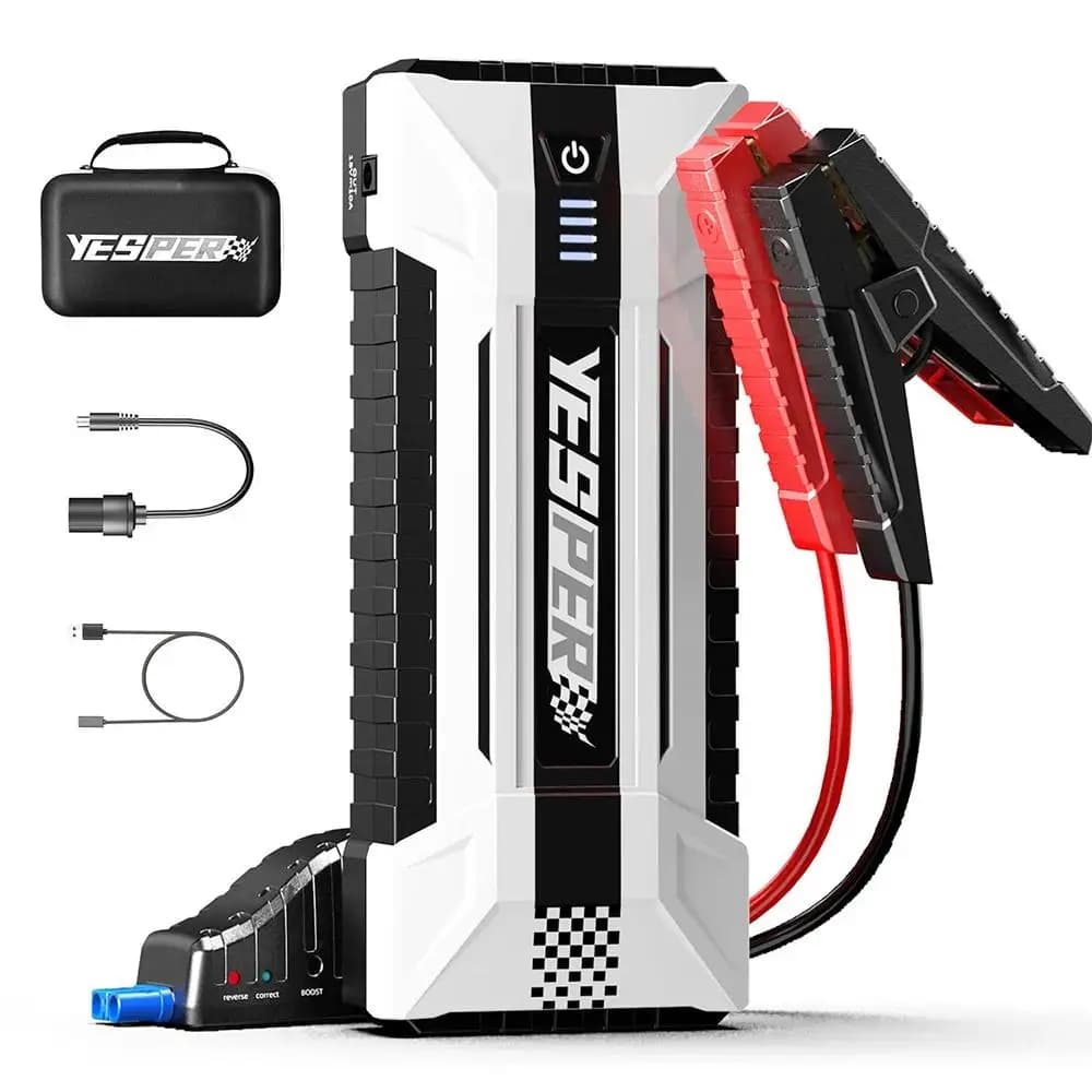YEPSER YJS20 Avviatore d'Emergenza per Auto 3000A di Picco 12V, Power Bank 20000mAh a Ricarica Rapida con 3 Luci per Motori a Benzina 10.0L/Diesel 8.0L