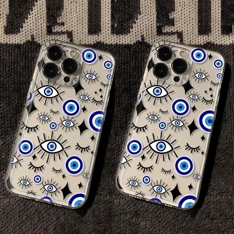 Full Screen Creative Blue Eyes Phone Case For iPhone Air 17 Pro Max 16 Plus 15 14 13 12 11 Pro Max Trend Soft Back Cover