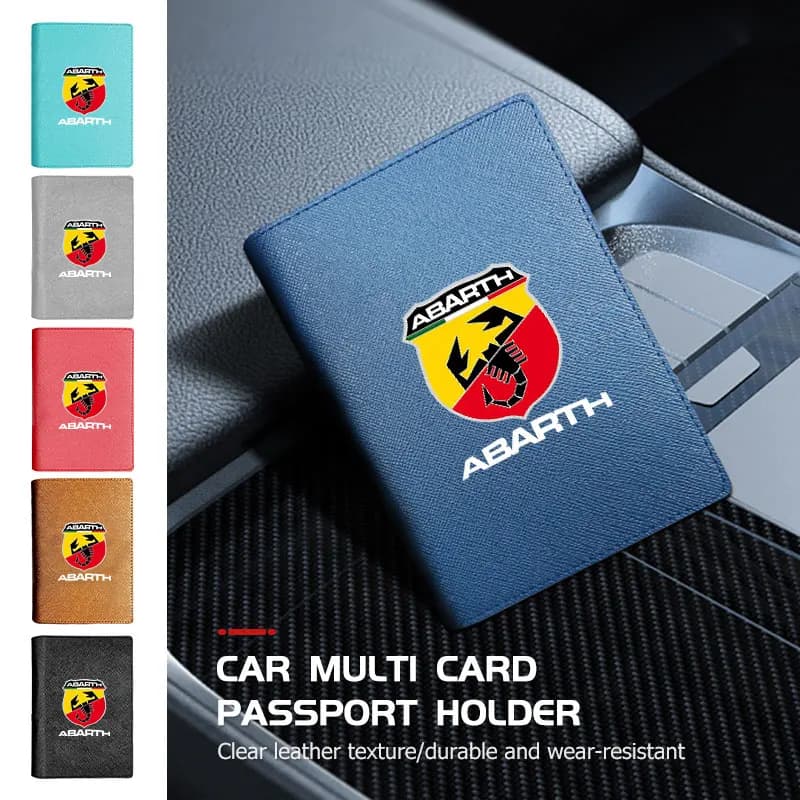 For Abarth Leather Passport Cover Protective Ticket Wallet Card Holder UNO Astra Bravo Panda Linea Freemont Strada Doblo