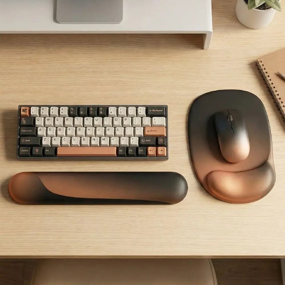 Tappetino per Mouse Ergonomico con Supporto per Polso, Cuscinetto Antiscivolo a Lento Ritorno, Comodo Poggiapolsi Creativo per Tastiera