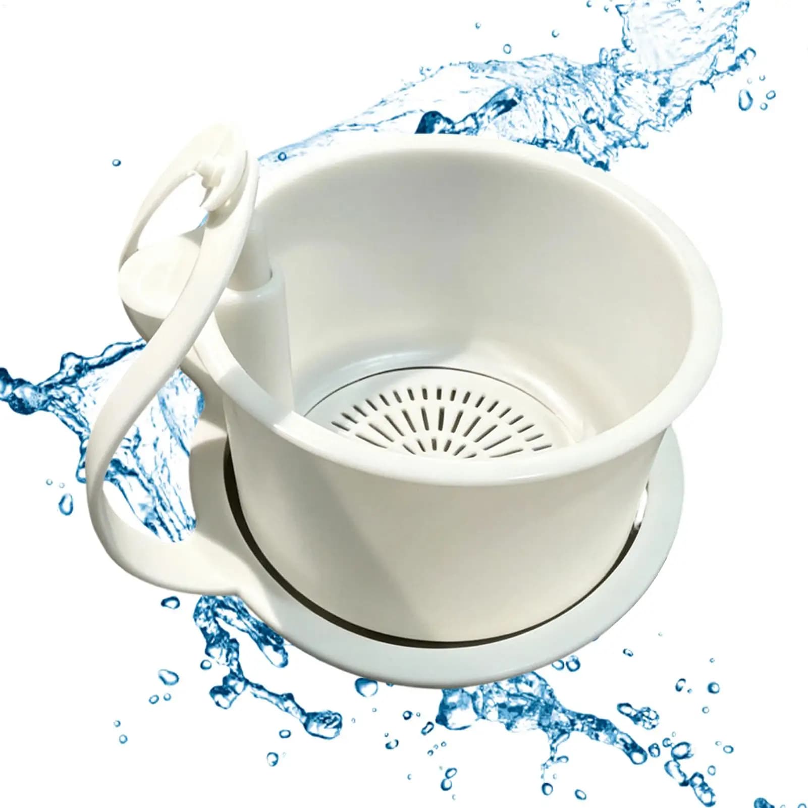 Sink Strainer Basket for Food Waste Adjustable Garbage Mesh Grid with Push-to-pour Design Kitchen Food Waste Catcher for Pasta