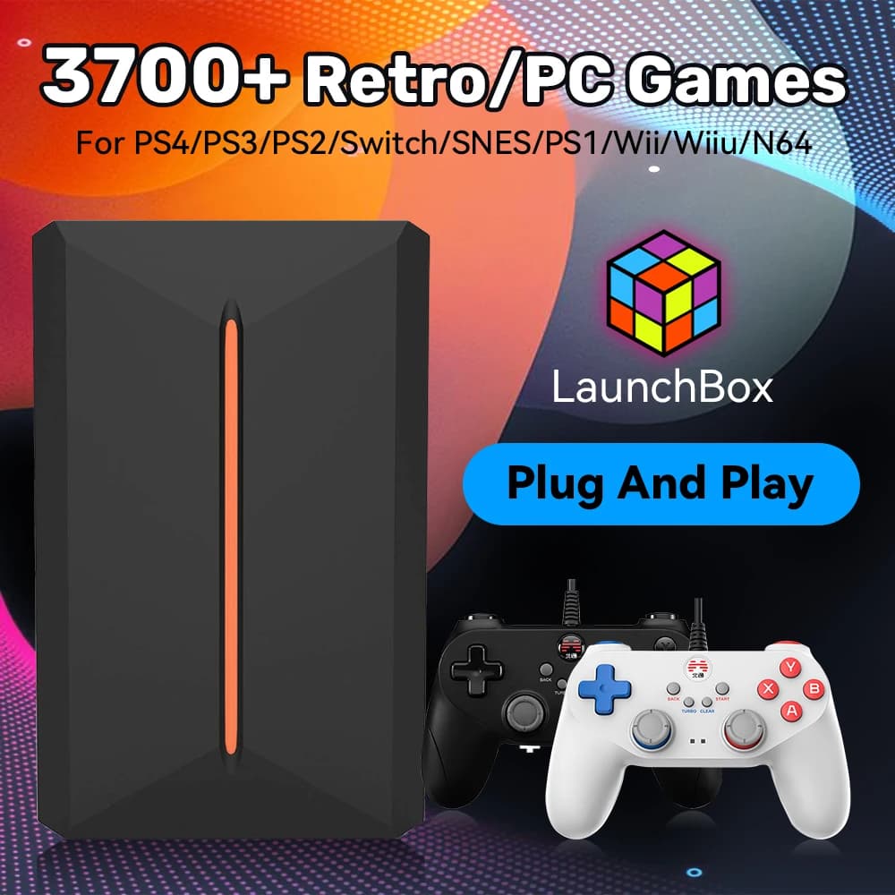 Hard Disk da 500GB per Giochi Launchbox con Oltre 3700 Giochi Plug&Play, Console Retro per PS4/PS3/PS2/Gamecube/Switch/WII/WIIU/N64/SNES
