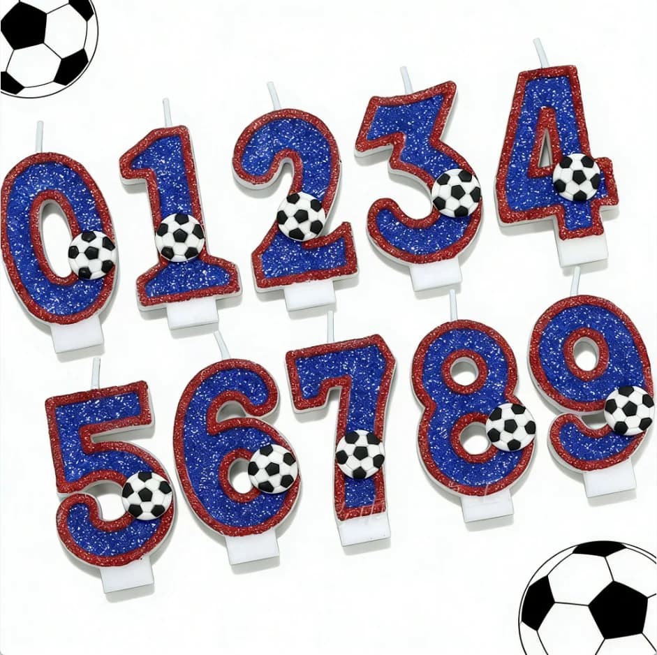 Nuove Candele Creative a Forma di Pallone da Calcio, Candele Numeriche 0-9 per Decorazioni di Torte di Compleanno, Decorazioni per Feste