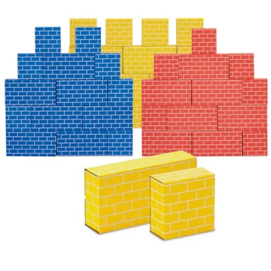 Blocchi di Cartone Giganti per Costruzioni, Confezione da 40, Blocchi Giocattolo Grandi e Medi per Bambini e