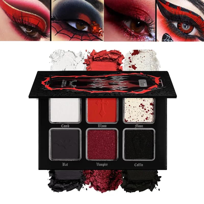 Palettes of Shades Refine 6 Colors Black Red Goth Dark Smokey Punk High Colors Duration Clown SFX Eye Makeup