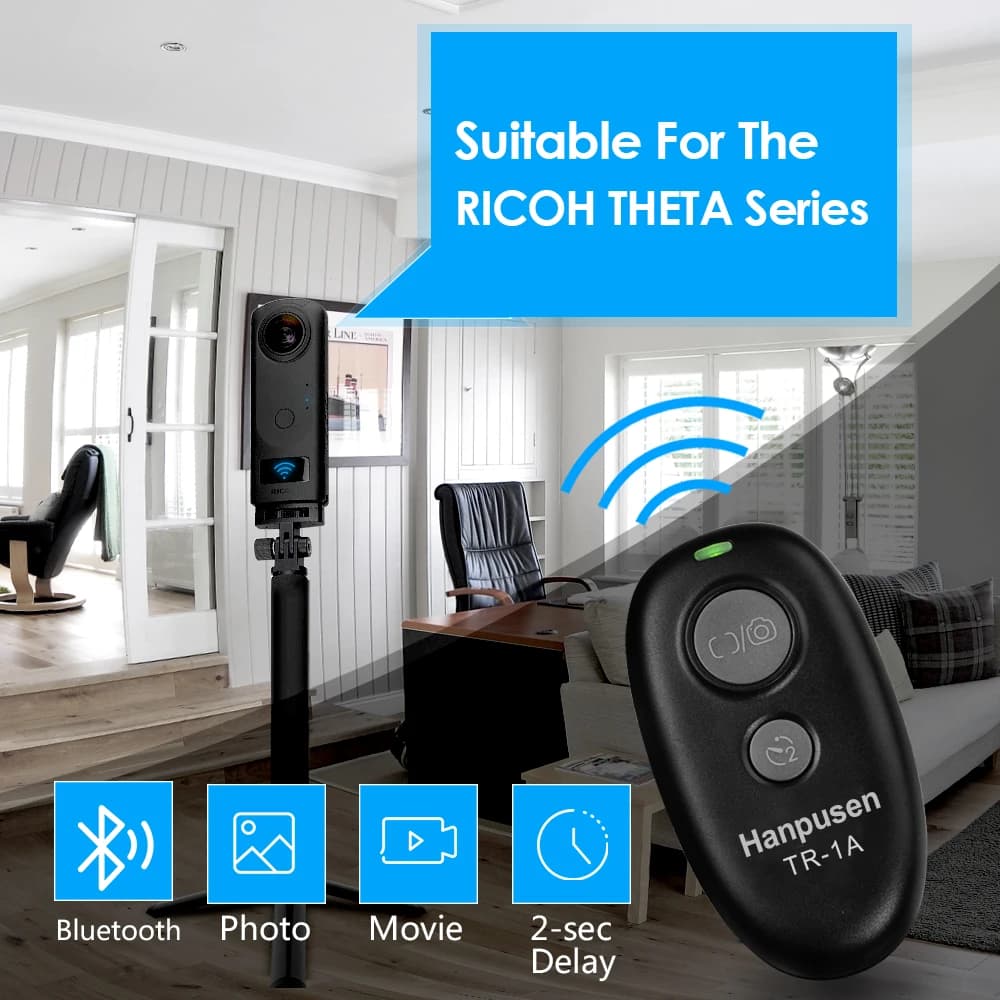 New Wireless Bluetooth RICOH TR-1A Shutter Release Remote Control Camera Selfie Button For Ricoh THETA SC2, Z1, X