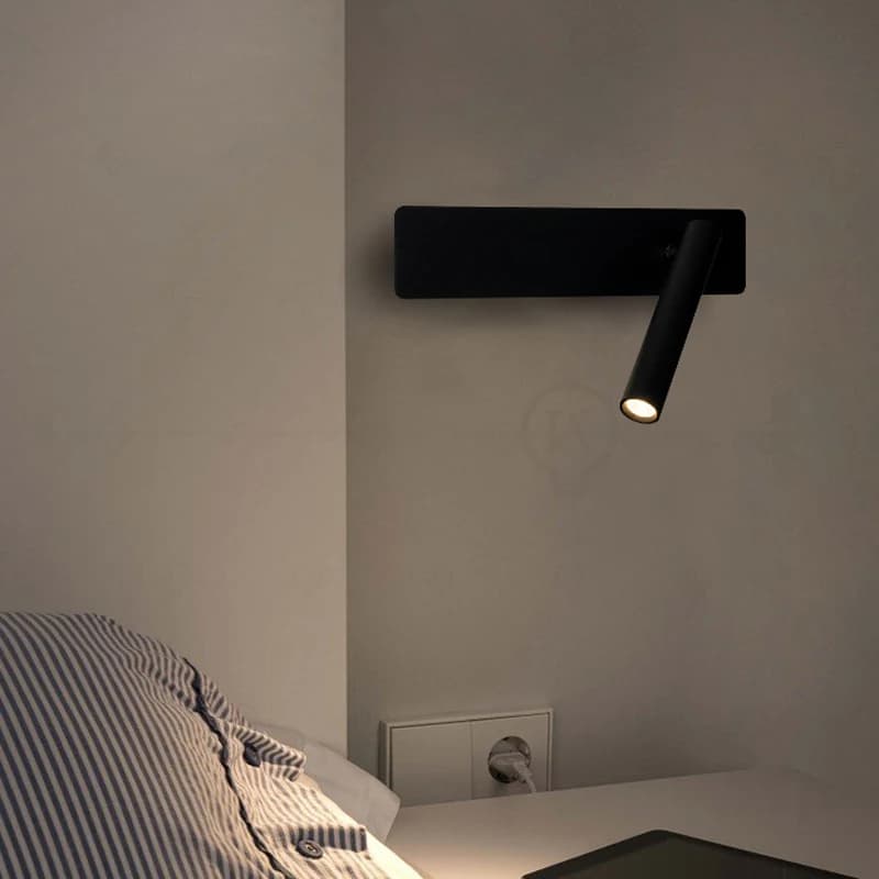 Lampada da parete da comodino nordica bianca Lampada da parete da lettura per camera da letto a LED studio con lampada da parete rotante ad angolo regolabile con interruttore