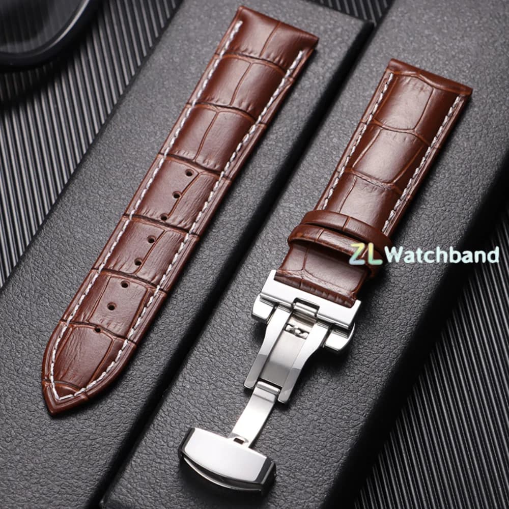 Genuine Calfskin Leather Watchbands Business Replace Watch Band 18mm 20mm 22mm 24mm With Butterfly Buckle Wristwatch Strap