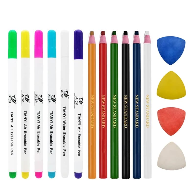 Set da 6/12 Pezzi di Pennarelli Cancellabili per Tessuti, Strumenti per Cucito e Ricamo, Utilizzabili con Inchiostro Idrosolubile