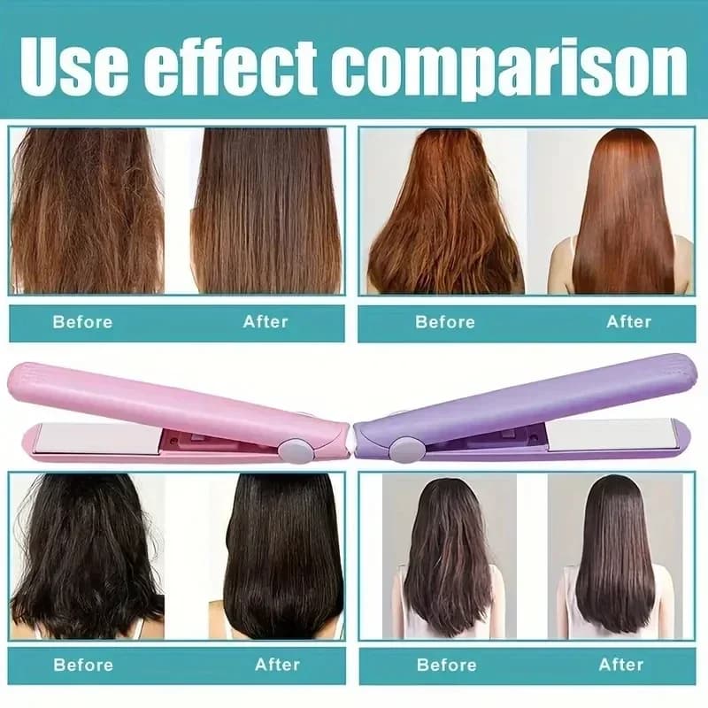 Quick Heating Multi-color Splint,Non-damaging Ceramic Plate, Curling and Straightening Bangs Clip,Mini Hair Straightener