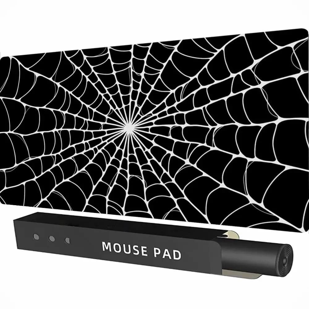 Spider Web Black Mouse Pad Large Waterproof Desk Mat Non Slip Rubber Gothic Halloween Gaming Office Pad