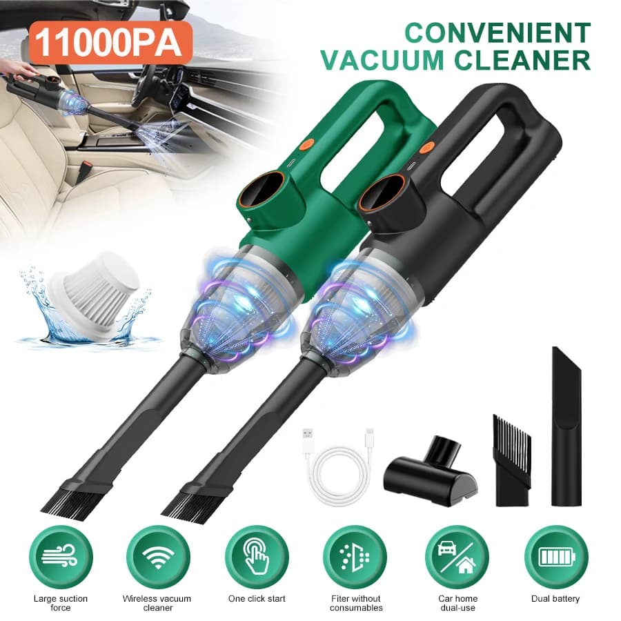 11000PA Car Vacuum Cleaner Portable Wireless Strong Suction Vacuum Cleaner with Multi-Nozzles for Pet for Car
