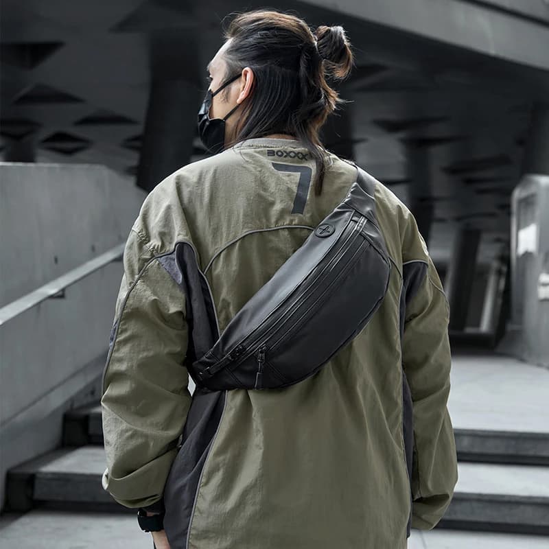 MOYYI Marsupio da viaggio impermeabile da uomo Semplice per il tempo libero Borsa a tracolla da esterno Camminata Ciclismo Borsa da cintura sportiva Tracolla regolabile