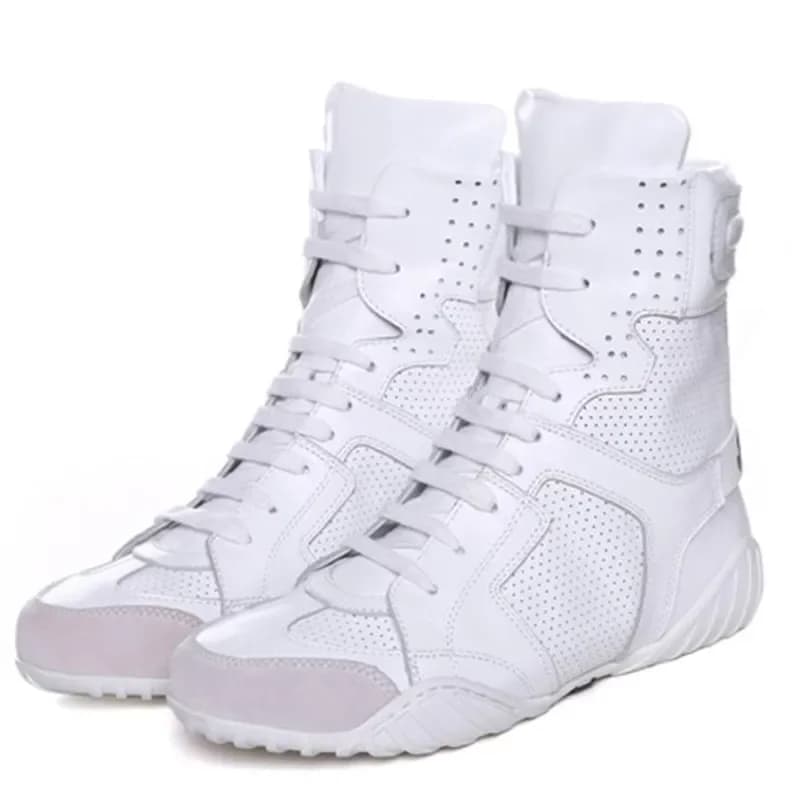 Scarpe da donna bianche alte, sneakers primaverili ed estive, scarpe casual da donna, scarpe alla moda traspiranti a tinta unita con stivaletti